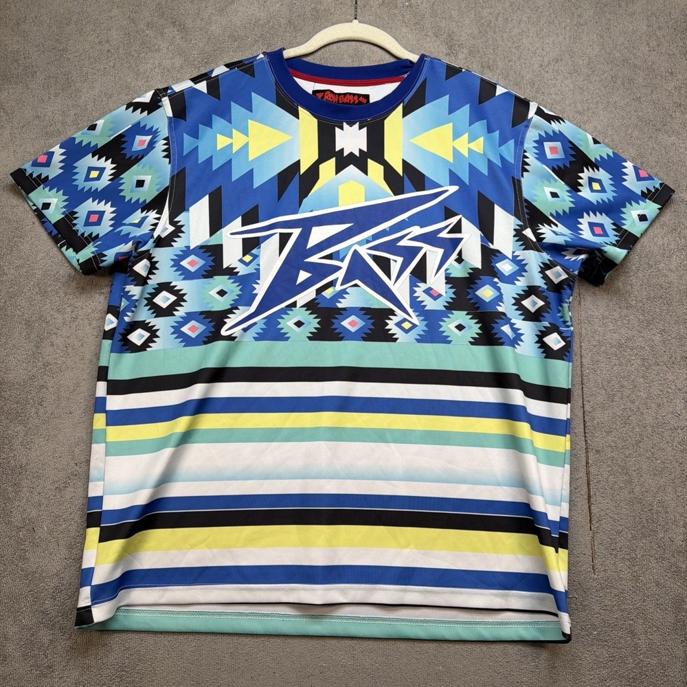 Rob‎ Bass Aztec Graphic T Shirt Mens 2XL Retro Festival Streetwear Print